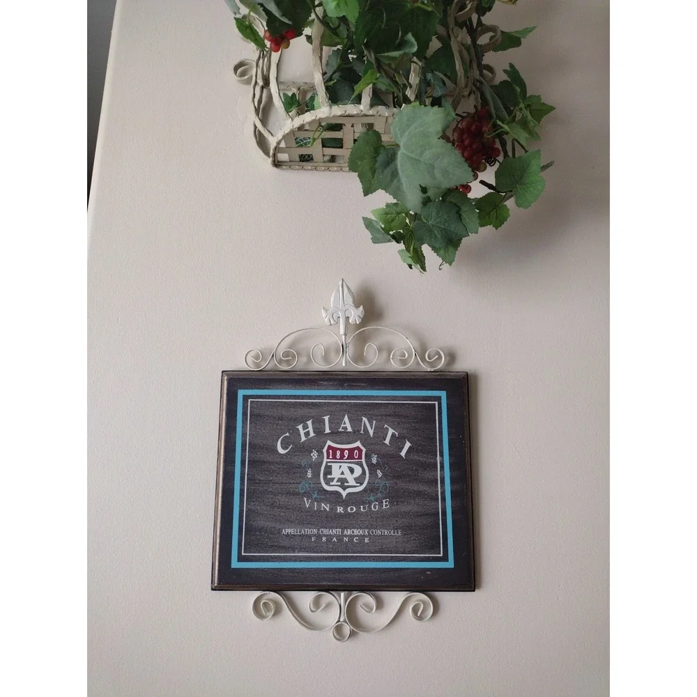 Vintage Chianti Vin Rouge Decor Plaque Wine‎ Decor France Metal Wood France